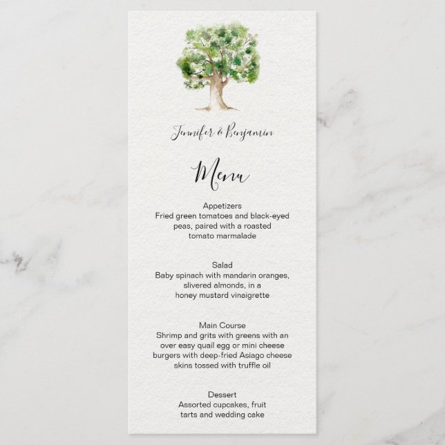 Menu Árvore Rustic Watercolor Oak | (Frente)