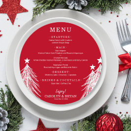 Menu Árvores de Natal Elegantes em Vermelho