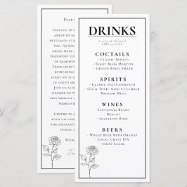 Menu As BEBIDAS + adorável Eterno de texto Bloom