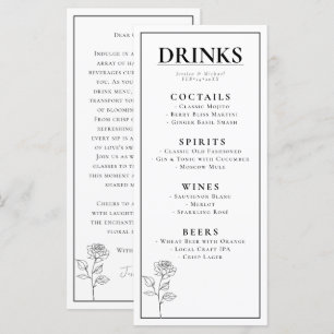 Menu As BEBIDAS + adorável Eterno de texto Bloom