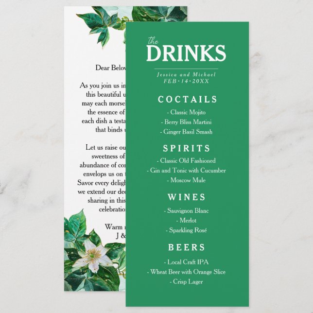 Menu 💍As 💚 BEBIDAS com Passiflora Serenity (Frente/Verso)