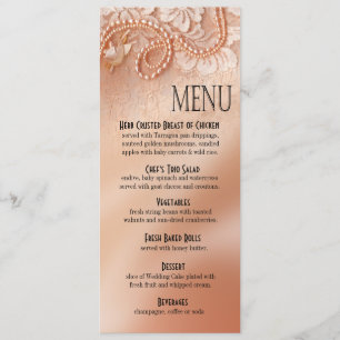 Menu As pérolas e o laço jantam o pêssego perfeito d