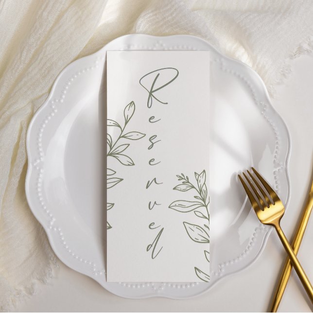 Menu Assento Reservado Flor Boho Sage Simples (Criador carregado)
