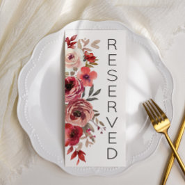 Menu Assentos Reservados Rosas Florais Rubor Vermelho