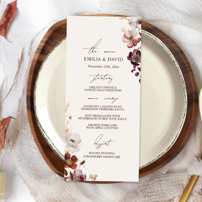 Menu Autumn Anemone Wedding (Criador carregado)