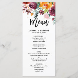 Menu Autumn Burgundy Blush Floral Blossom