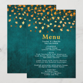 Menu Autumn Deixa Casamento Dourado e Azul Teal