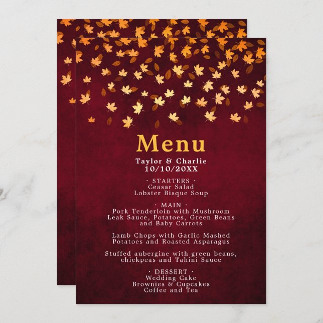 Menu Autumn Deixa Dourado e Casamento Vermelho (Frente/Verso)