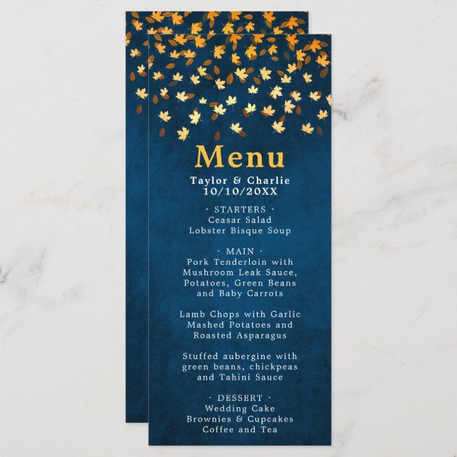 Menu Autumn Deixa Marinho Azul e Casamento Dourado (Frente/Verso)