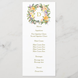 Menu Autumn Floral Wreath Monograma