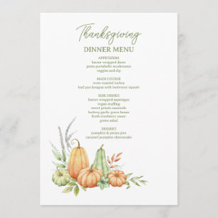 Menu Autumn Pumpkin Sai do Janto Rustic de Ação de Graç