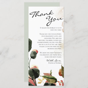 Menu Autumn Watercolor Floral Obrigado Placa