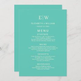 Menu Awe Aquático Simples Elegante com Casamento Monogr