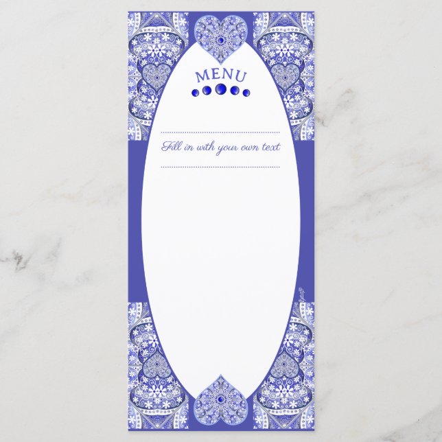 Menu Azul cerâmico de Grécia (Frente)