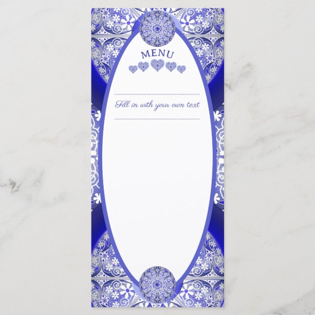 Menu Azul cerâmico de Grécia (Frente)