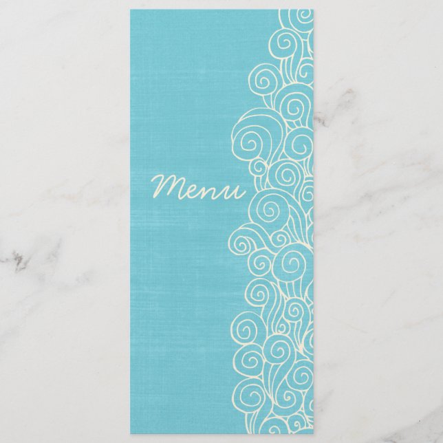 Menu azul & de creme do mar de casamento do (Frente)