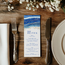 Menu Azul Elegante e Dourada Aquarela