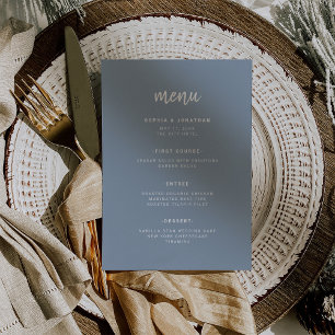 Menu Azul empoeirado com script minimalista moderno C