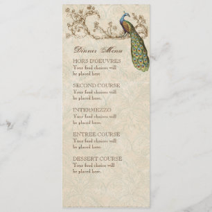 Menu Azul escuro da cerceta dos pássaros do vintage,