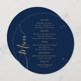 Menu Azul Místico Dourado Sol Lua Estende Casamento Esp