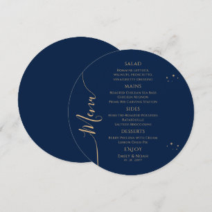 Menu Azul Místico Dourado Sol Lua Estende Casamento Esp