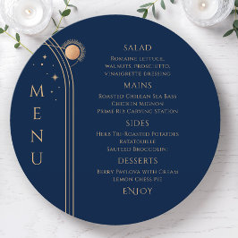 Menu Azul Místico Dourado Sol Lua Estende Casamento Esp