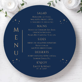 Menu Azul Místico Dourado Sol Lua Estende Casamento Esp