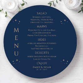 Menu Azul Místico Dourado Sol Lua Estende Casamento Esp