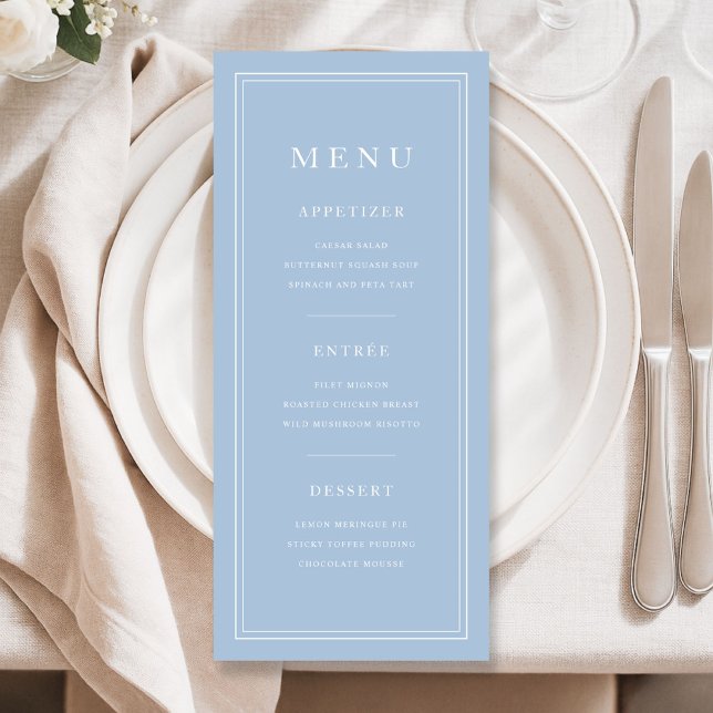 Menu Azul Pó Elegante Minimalista (Elegant Minimal Powder Blue Menu)