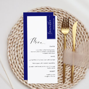 Menu Azul Real, Personalizado com o Nome do Convidado E