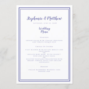 Menu Azul Vinca Moderno Simples Casamento Enmarcado Chi