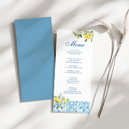 Menu Azulejo Azul de Limão Mediterrâneo Casamento