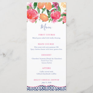 Menu Azulejos azuis cor-de-rosa quente e cor-de-rosa