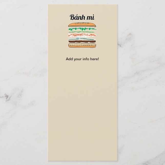 Menu Baguette vietnamiano do pão francês do sanduíche (Frente)