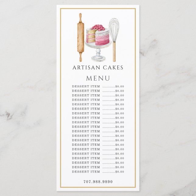 Menu Baker Pastelaria Utensílios Aquecedores (Frente)