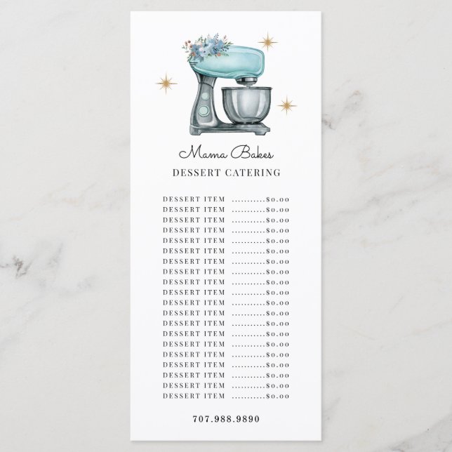 Menu Baker Pastelaria Utensílios Aquecedores (Frente)