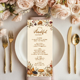 Menu Banquete de Ação de Graças Encantador e Caprichoso
