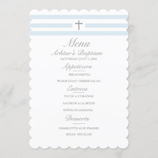Menu Baptism Simples para Meninos Elegância