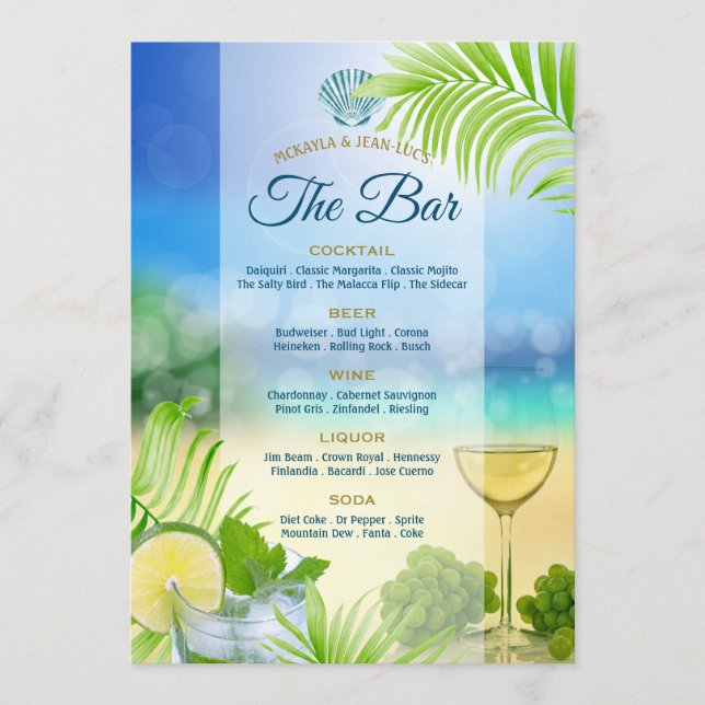 Menu Bar Aberto de Palma de Mojito Wine Beach (Frente)