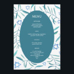 Menu Bar Bat Mitzvah Casamento Judaico Botânicos Person<br><div class="desc">Cardápio personalizado perfeito para um bat mitzvah, bar mitzvah ou outra celebração judaica! Arte em aquarela feita à mão para você na frente e no verso! TOTALMENTE PERSONALIZÁVEL! Clique em “Personalizar” acima para editar o texto. Clique em "editar usando a ferramenta de design" para ajustar as fontes, cores e posicionamentos...</div>