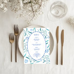 Menu Bar Bat Mitzvah Casamento Judaico Personalizado em<br><div class="desc">Menu personalizado perfeito para um morcego mitzvah, bar mitzvah ou outra celebração judaica! A mão fez a aquarela arte para você na frente e atrás! TOTALMENTE PERSONALIZÁVEL! Clique em "Personalizar" acima para editar o texto. Clique em "editar usando a ferramenta design" para ajustar as fontes, as cores e os posicionamentos...</div>