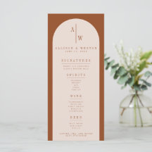 Menu Bar Boho Minimalista de Casamento Laranja Que