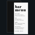 Menu Bar De Casamento Da Tipografia Retrópica Negra<br><div class="desc">Adicione estes cartões de cartão de menu de bar personalizáveis à sua capa de tabela de eventos. Apresenta uma fotografia retrógrada ousada e uma tipografia simples a preto. Este moderno cartão de bar é perfeito para casamentos,  chás de panela,  chás de fraldas e muito mais.</div>