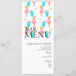 Menu Bar de Drinks Coquetel Vinho Casamento em Aquarela