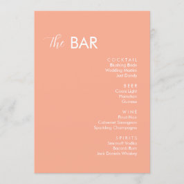 Menu Bar Minimalista de Casamento de Peach
