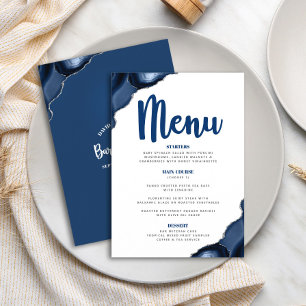 Menu Bar Mitzvah Bold Marinho Moderno Blue Agate Script