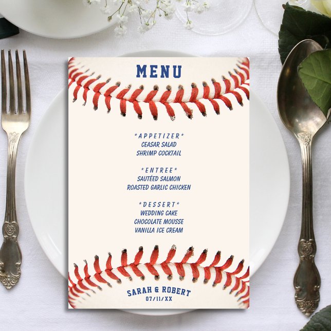 Menu Baseball A Recepção de casamento De Captura Perfei (Baseball The Perfect Catch Wedding Reception Menu)