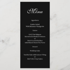 Menu básico e elegante preto e branco