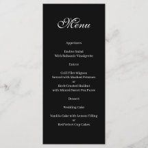 Menu básico e elegante preto e branco