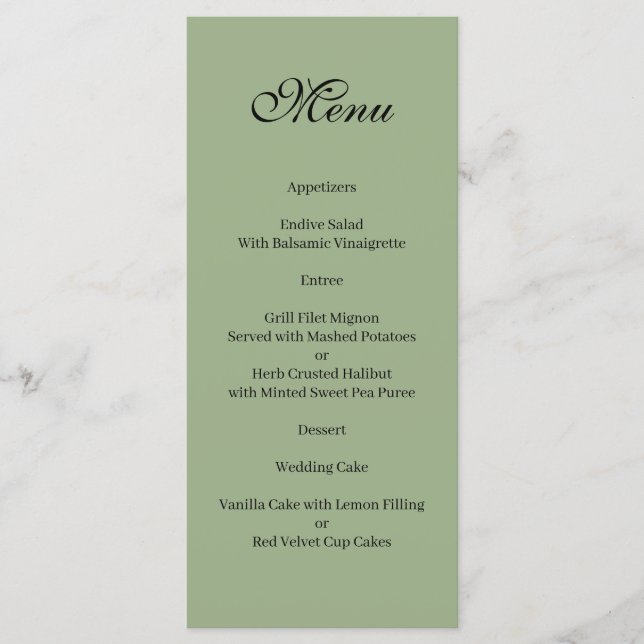 Menu básico e elegante verde e branco (Frente)